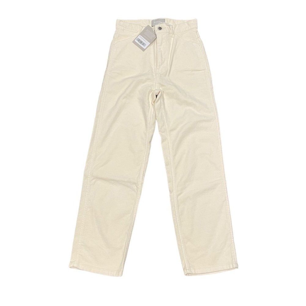 NWT Everlane Sz 00 Cream Off-White Straight Leg Crop Ankle Pants High Rise